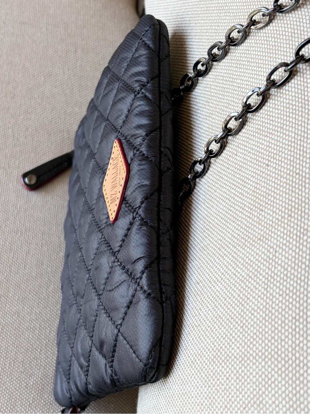 MZ Wallace Black Quilted Crossbody with Chain Strap Zip closure lightweight - Picture 7 of 16